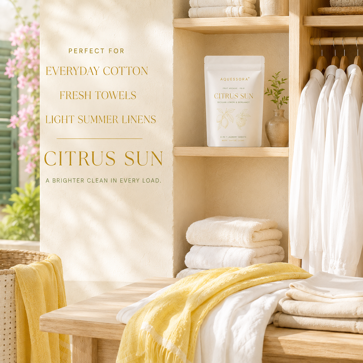 Aquessora® Citrus Sun 3-in-1 Laundry Sheets – Sicilian Lemon & Bergamot
