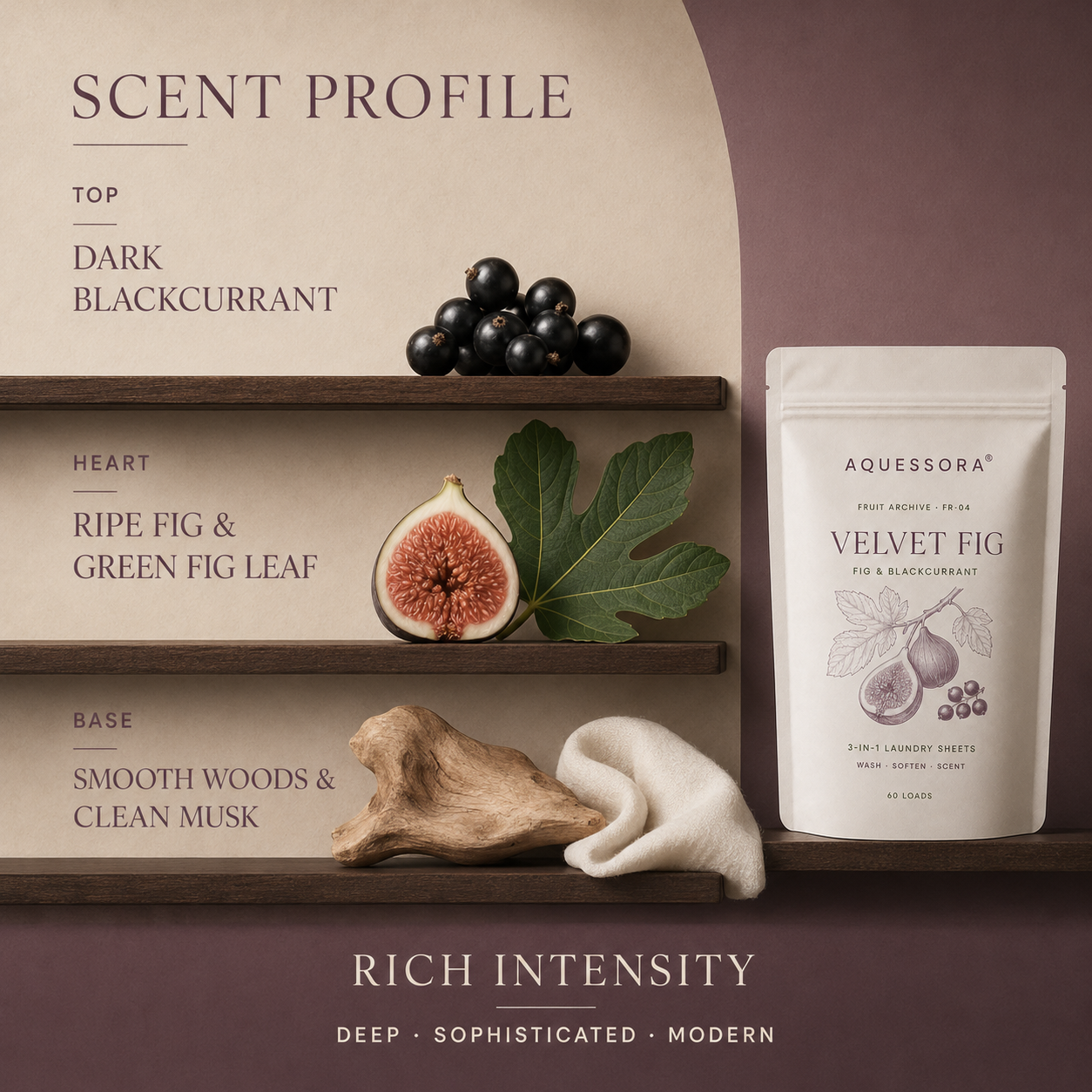 Aquessora® Velvet Fig 3-in-1 Laundry Sheets – Fig &amp; Blackcurrant