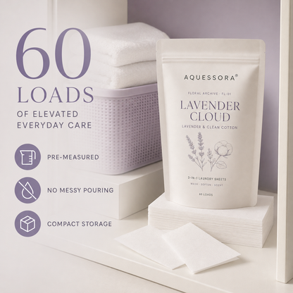 Aquessora® Lavender Cloud 3-in-1 Laundry Sheets – Lavender &amp; Clean Cotton