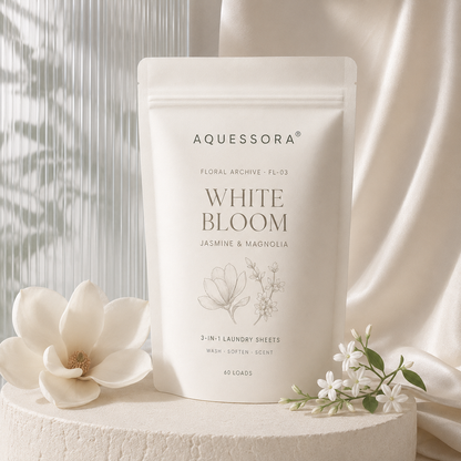 Aquessora® White Bloom 3-in-1 Laundry Sheets – Jasmine &amp; Magnolia