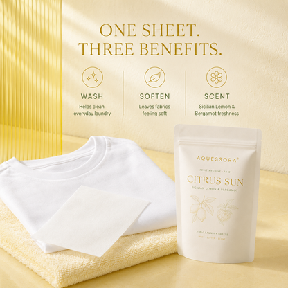 Aquessora® Citrus Sun 3-in-1 Laundry Sheets – Sicilian Lemon &amp; Bergamot