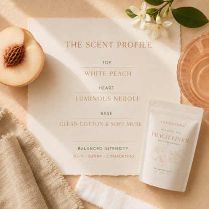 Aquessora® Peach Linen 3-in-1 Laundry Sheets – White Peach &amp; Neroli