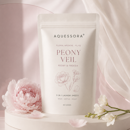 Aquessora® Peony Veil 3-in-1 Laundry Sheets – Peony &amp; Freesia