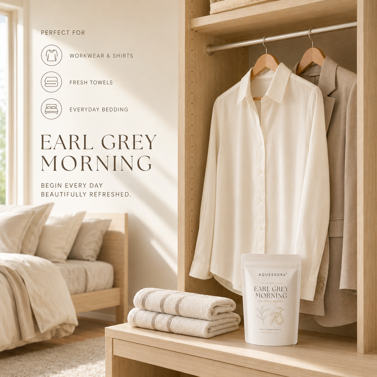 Aquessora® Earl Grey Morning 3-in-1 Laundry Sheets – Earl Grey &amp; Bergamot