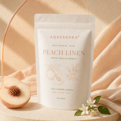 Aquessora® Peach Linen 3-in-1 Laundry Sheets – White Peach &amp; Neroli