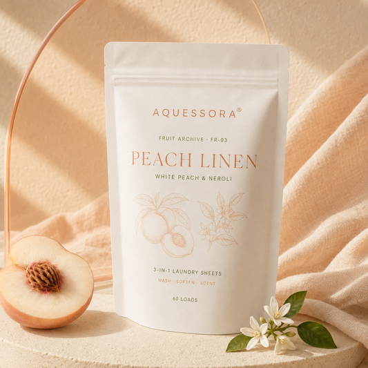 Aquessora® Peach Linen 3-in-1 Laundry Sheets – White Peach &amp; Neroli
