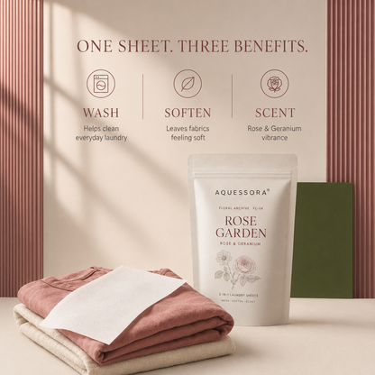 Aquessora® Rose Garden 3-in-1 Laundry Sheets – Rose &amp; Geranium