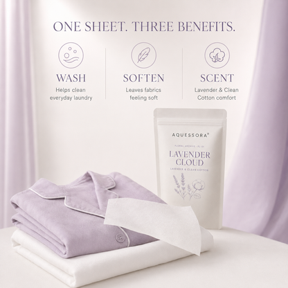 Aquessora® Lavender Cloud 3-in-1 Laundry Sheets – Lavender &amp; Clean Cotton