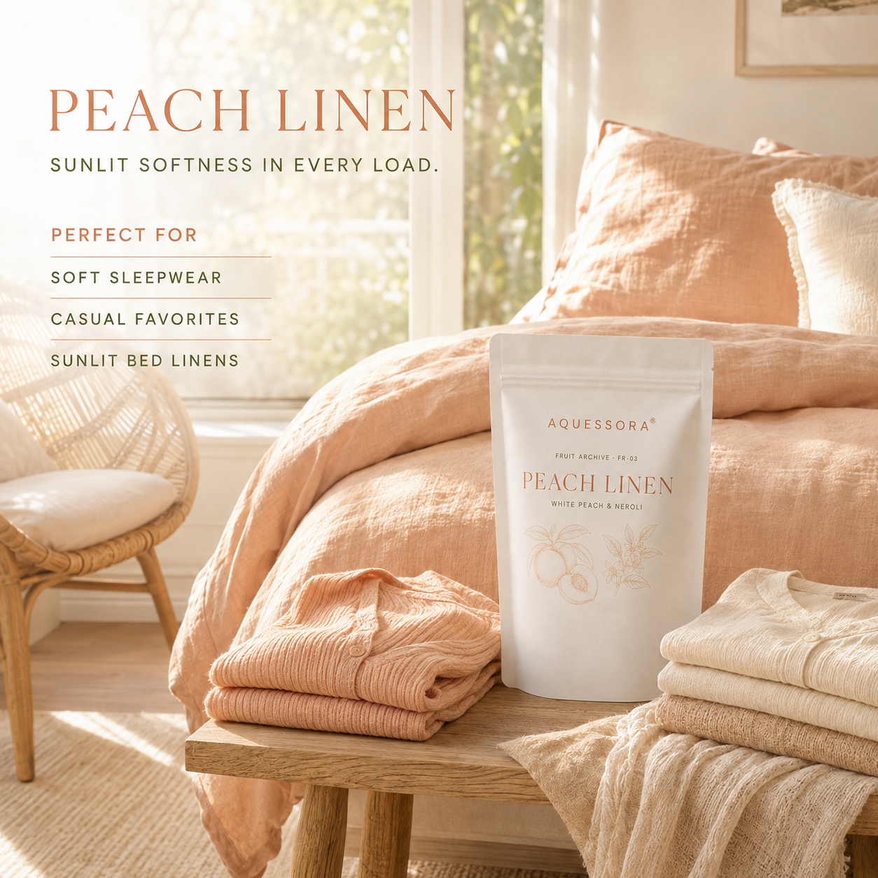 Aquessora® Peach Linen 3-in-1 Laundry Sheets – White Peach &amp; Neroli
