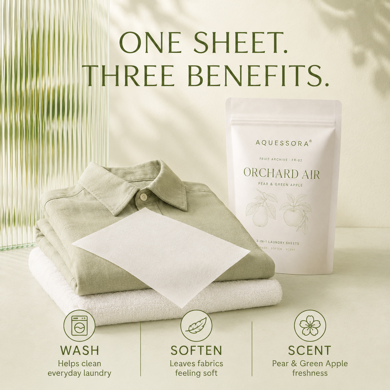 Aquessora® Orchard Air 3-in-1 Laundry Sheets – Pear &amp; Green Apple