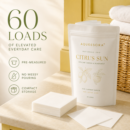 Aquessora® Citrus Sun 3-in-1 Laundry Sheets – Sicilian Lemon &amp; Bergamot