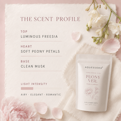 Aquessora® Peony Veil 3-in-1 Laundry Sheets – Peony &amp; Freesia