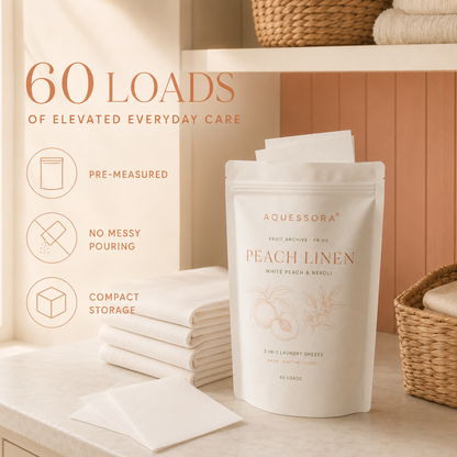 Aquessora® Peach Linen 3-in-1 Laundry Sheets – White Peach &amp; Neroli